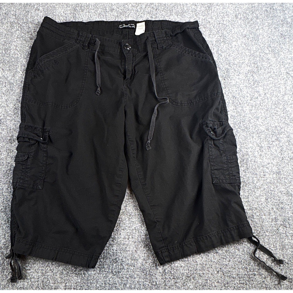 Supply Black Cotton Cargo Shorts Women's Size 16 Drawstring Pockets